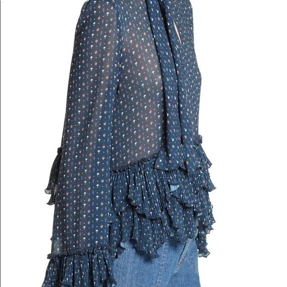 See by Chloe Tie Neck Ruffle Hem Blouse - Picture 3 of 6